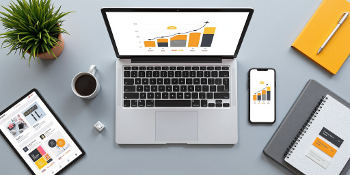 教育机构在线推广案例图，包含在线学习界面和数据统计图表，教育科技主题